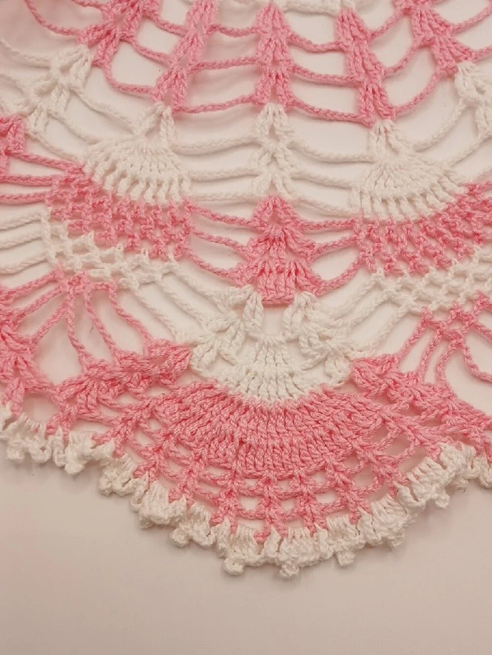Handmade Pink & White Crochet Doily 20